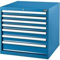 Global Equipment Modular Drawer Cabinet, 7 Drawers, w/Lock, 30"Wx27"Dx29-1/2"H, Blue TF-3A3A7507